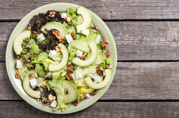 Healthy salad with avocado