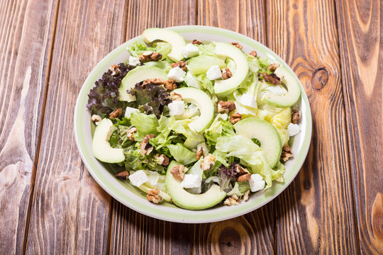 Healthy salad with avocado