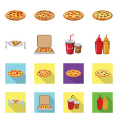 Vector illustration of pizza and food logo. Set of pizza and italy stock symbol for web.
