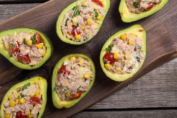 Avocado stuffed with salad