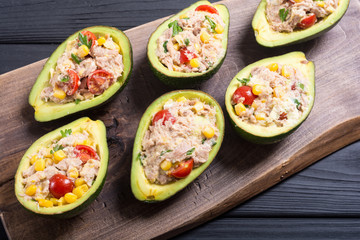 Avocado stuffed with salad