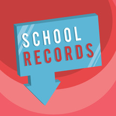 Handwriting text writing School Records. Concept meaning Information that is kept about a child at school Biography.