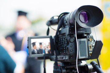 camera show viewfinder image catch motion in interview or broadcast wedding ceremony, catch...
