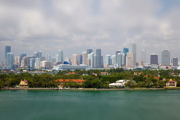 downtown miami skyline from across the water