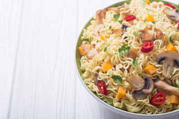 Instant noodles in bowl
