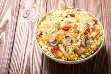 Instant noodles in bowl