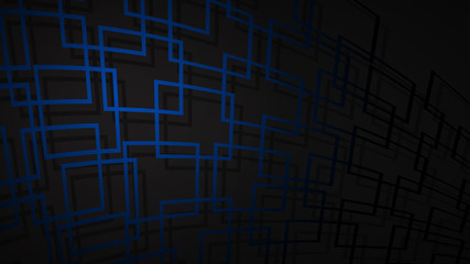 Abstract background of intersecting squares with shadows in dark colors