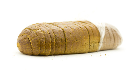 Rye bread on white background