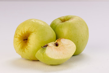 apples Antonovka on white background