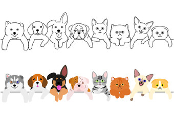 Obraz na płótnie Canvas cute puppies and kitties border set