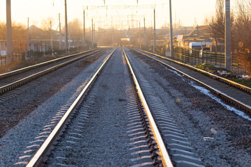 Fototapeta na wymiar the railway at sunset