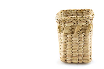 Empty square basket, container, isolated on white background, clipping part