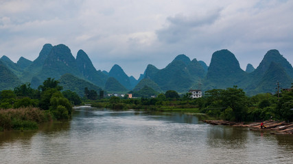 The famous landscape of karst peaks in Yangshuo