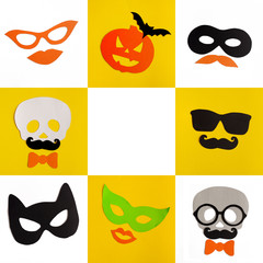 Halloween. The  masks from paper on a white background