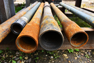 Used Industrial Steel Piping Background