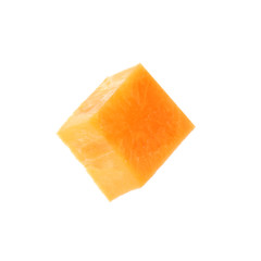 Piece of ripe carrot on white background