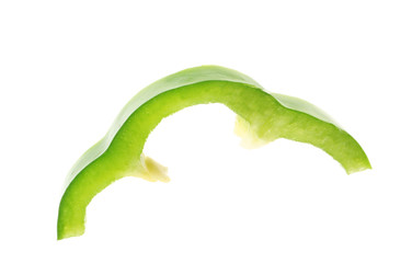 Slice of ripe bell pepper on white background