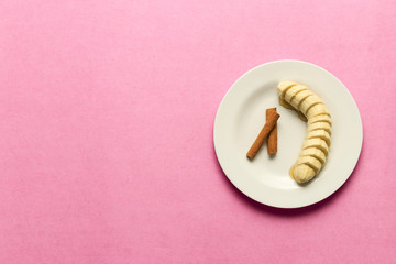 banana cut with honey and cinnamon