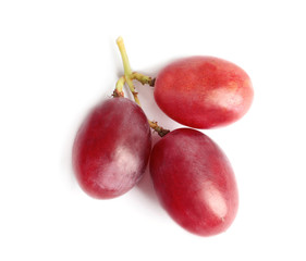 Fresh ripe juicy red grapes isolated on white