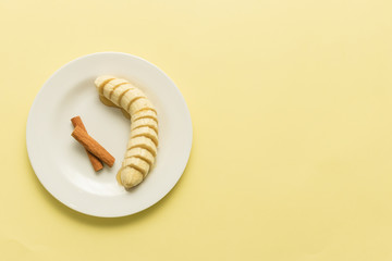 banana cut with honey and cinnamon