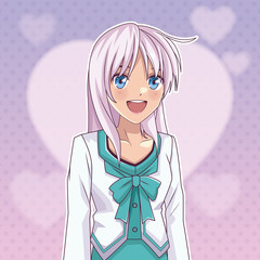 Beautiful young woman anime cartoon