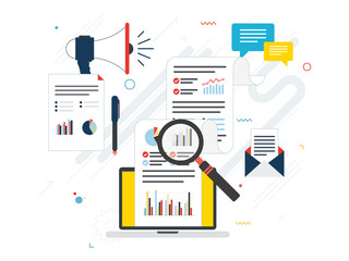 Business marketing, analytics and strategy in vector design.