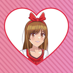 Beautiful woman anime face