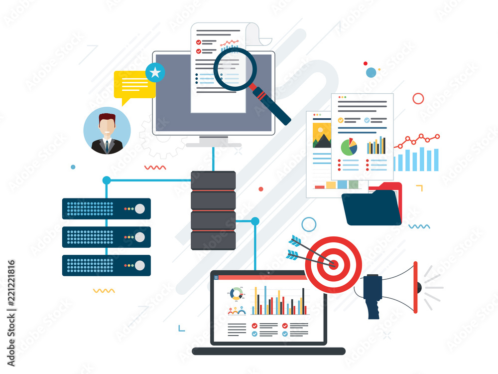Poster cloud computing devices, data network and business intelligence.