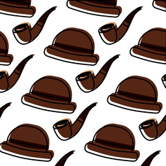 classic hat and tobacco pipe hipster style wallpaper