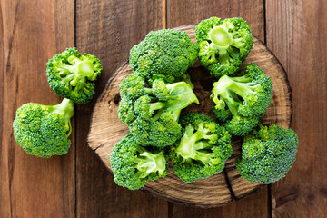 Broccoli. Fresh broccoli on wooden background