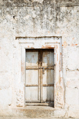 Indian old house, white wall and door
