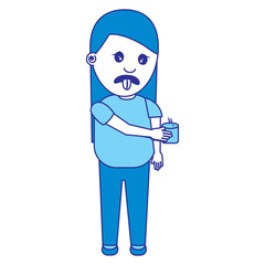 woman with tongue out holding up smells nasty