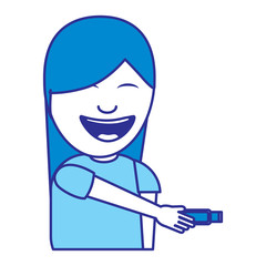 young woman with element to perform a joke