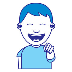 portrait of happy young teenager boy smiling pointing with finger
