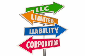 LLC Limited Liability Corporation Business Model Arrow Signs 3d Illustration