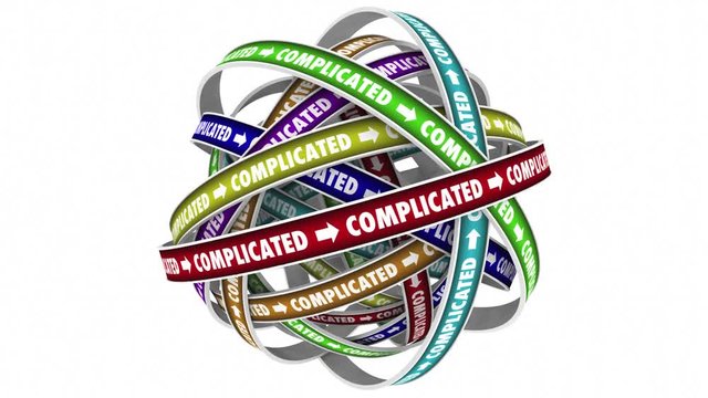 Complicated Difficult Challenging Complications Word Cycle 3d Animation
