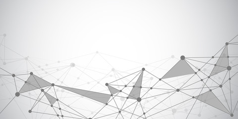 Abstract connecting dots and lines with geometric background. Modern technology connection science, Polygonal structure background. Vector illustration