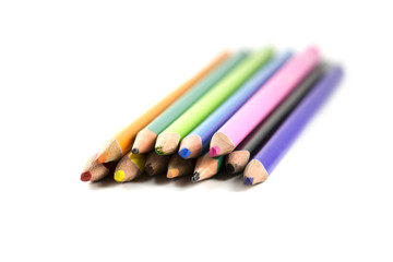 stationery pencils on a white background