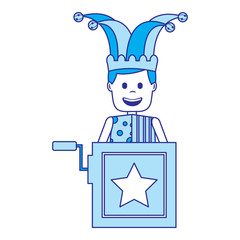 jack in the box surprise with jester and clothes hat