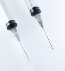 medical syringe on white background