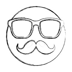 hipster emoticon mustache and glasses vintage