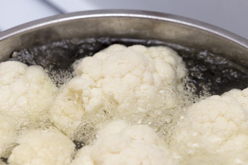 cauliflower cooked in a pot on a steamed to preserve all the beneficial properties and vitamins for maximum positive effect on digestibility and the effects of nutrients. Recommended for all ages