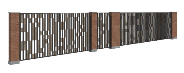 Modern Fence isolated on white background 3D illustration