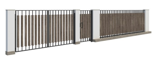 Modern Fence isolated on white background 3D illustration