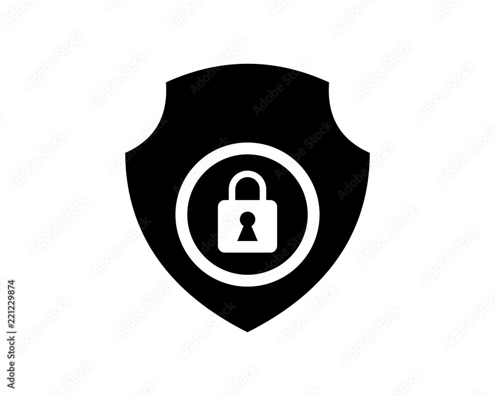 Poster black key lock shield secure protect image vector icon logo symbol