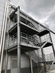 Details of railing and stairs of a modern building