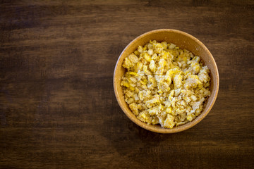 Farofa de ovos - scrambled eggs with flour - typical food of Brazil
