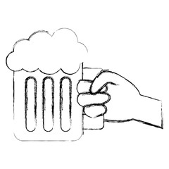 hand holding glass beer foamy drink