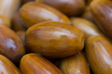 brown background, lots of acorns