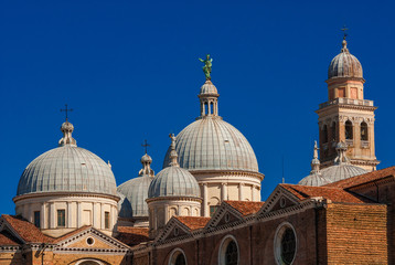 Fototapeta na wymiar Abbey of St. Justina beautiful domes in the city of Padua (16-17th century)